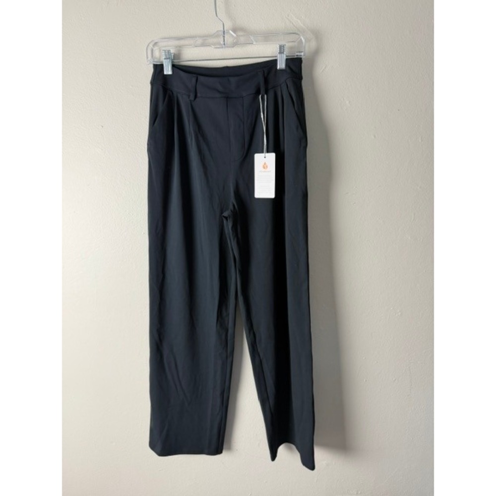 FireSwan Womens High Waisted Wide Leg Dress Pants Black Pleated Trousers Small